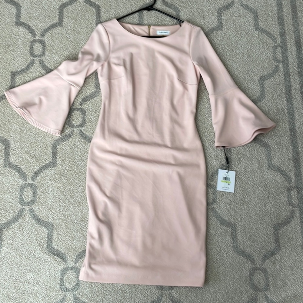 Calvin klein light pink ruffle sleeve dress , size 4